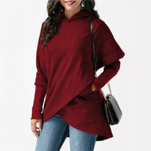 Load image into Gallery viewer, Hooded Long Sleeve Casual Asymmetric Sweatshirt