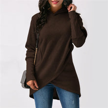 Load image into Gallery viewer, Hooded Long Sleeve Casual Asymmetric Sweatshirt