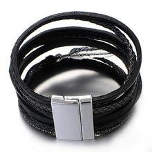 Load image into Gallery viewer, Metal Feather Genuine Leather Bracelet
