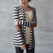 Load image into Gallery viewer, Long Sleeves Striped Cardigan Elbow Patchwork
