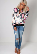 Load image into Gallery viewer, Flower Print Basic Casual Bomber Jacket
