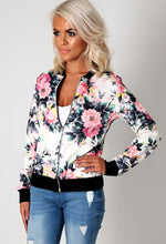 Load image into Gallery viewer, Flower Print Basic Casual Bomber Jacket
