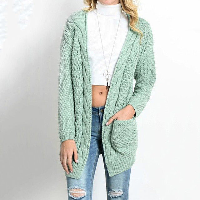 Knitted Long Cardigan With Pockets