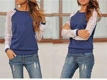 Load image into Gallery viewer, Casual Lace Patchwork Long Sleeve Sweatshirt

