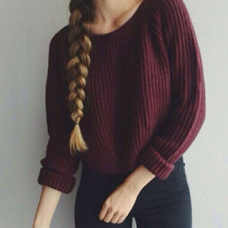 Long Sleeve Casual Crop Sweater