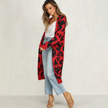Load image into Gallery viewer, Leopard Print Knitted Long Cardigan
