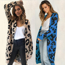 Load image into Gallery viewer, Leopard Print Knitted Long Cardigan
