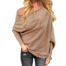 Load image into Gallery viewer, Long Sleeve Knitted Sexy Off shoulder Batwing Sweater
