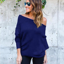 Load image into Gallery viewer, Long Sleeve Knitted Sexy Off shoulder Batwing Sweater
