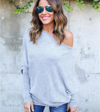 Load image into Gallery viewer, Long Sleeve Knitted Sexy Off shoulder Batwing Sweater
