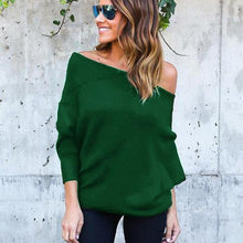 Load image into Gallery viewer, Long Sleeve Knitted Sexy Off shoulder Batwing Sweater
