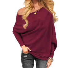 Load image into Gallery viewer, Long Sleeve Knitted Sexy Off shoulder Batwing Sweater
