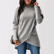 Load image into Gallery viewer, Hooded Long Sleeve Casual Asymmetric Sweatshirt
