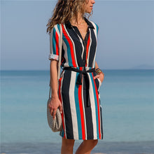 Load image into Gallery viewer, Elegant Striped Shirt Dress
