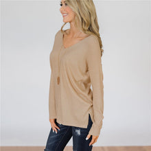 Load image into Gallery viewer, V-Neck Long Sleeve Knitted Pullover
