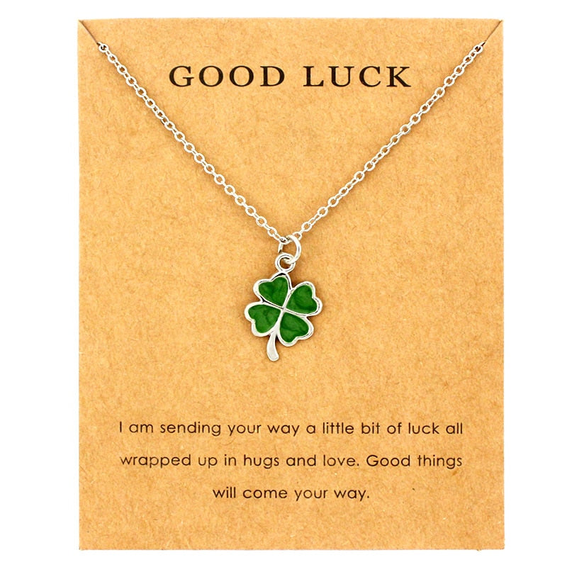 Good Luck Four Leaf Clover Pendant and Necklace