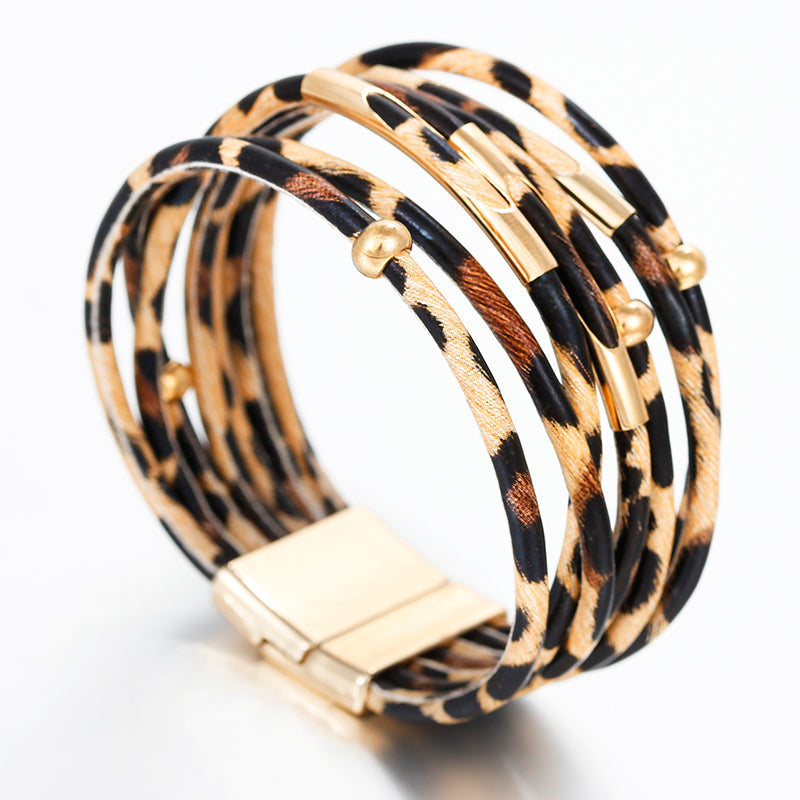 Leopard Leather bead magnetic bracelet – Loved Boutique & Consignment